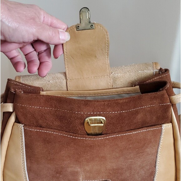 60s/ 70 Leather & Suede Shoulder Handbag Top Flap Purse Artisan Crafted OOAK Vtg - Picture 7 of 16
